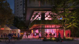 Pappageorge Haymes Partners designed high-rise mixed-use residential tower located at 80 Rainey Street in Austin, Texas.